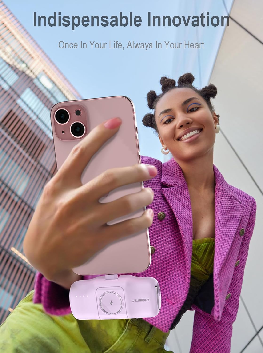 Travel Essentials Small Portable Charger for iPhone 15 pro 5000mAh, Ultra-Compact Charging Battery Compatible with Apple Watch, iPhone 14/14 Pro/Plus/Pro Max,15&13 (Pink)