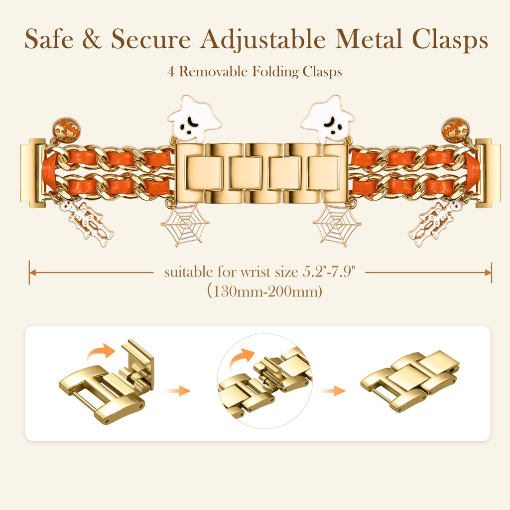 Stylish Metal Band Compatible with Samsung Galaxy Watch 7 Band/FE 6 5 4 40mm 44mm,Galaxy Active 2, 20mm Watch Strap Pretty Chain with Cute Decorative Charms Accessories for Samsung Watch Bands Women