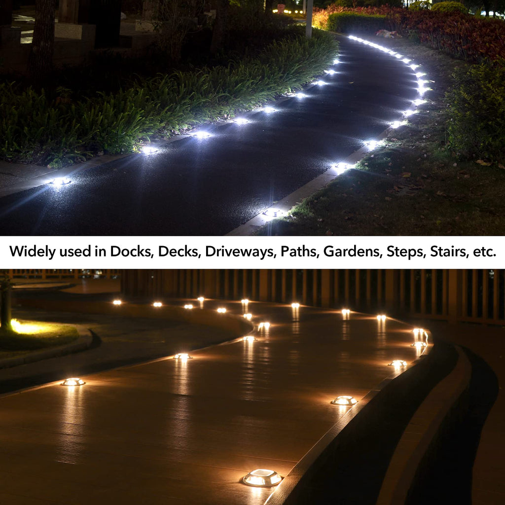 AGPTEK Solar Driveway Lights Outdoor 8 Pack, 2 Color Modes LED Deck Dock