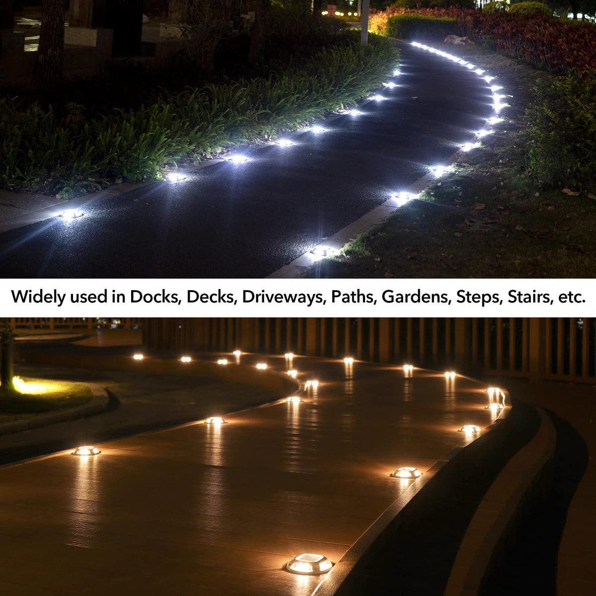 AGPTEK Solar Driveway Lights Outdoor 8 Pack, 2 Color Modes LED Deck Dock