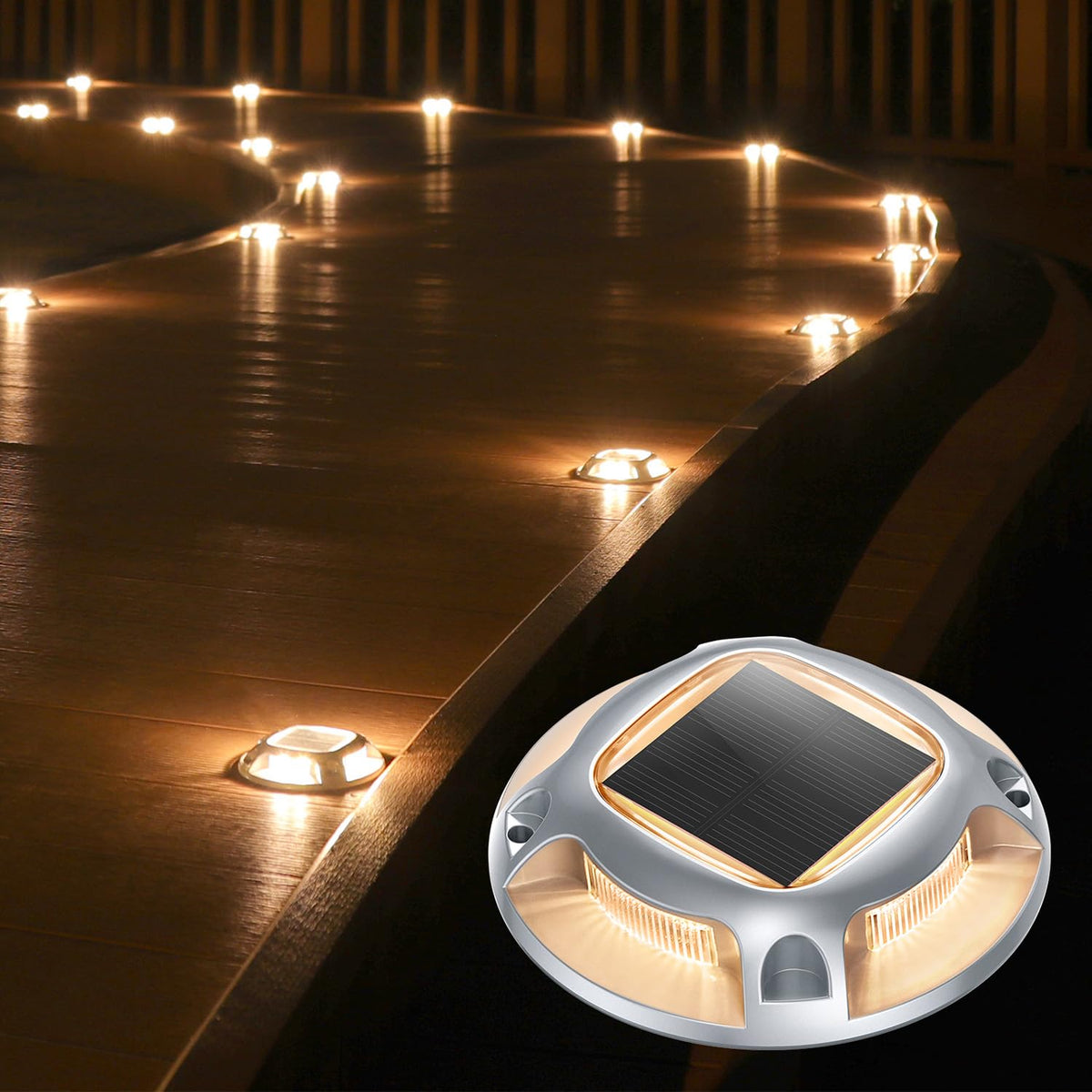 AGPTEK Solar Driveway Lights Outdoor 8 Pack, 2 Color Modes LED Deck Dock
