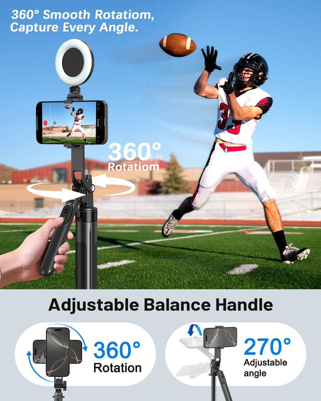 Yeaki Vlogging Kit for iPhone/Android, 71" Selfie Stick Tripod for iPhone with Light, Wireless Remote & Microphone, Adjustable Phone Tripod for TikTok/YouTube Starter Content Creator Essentials Kit