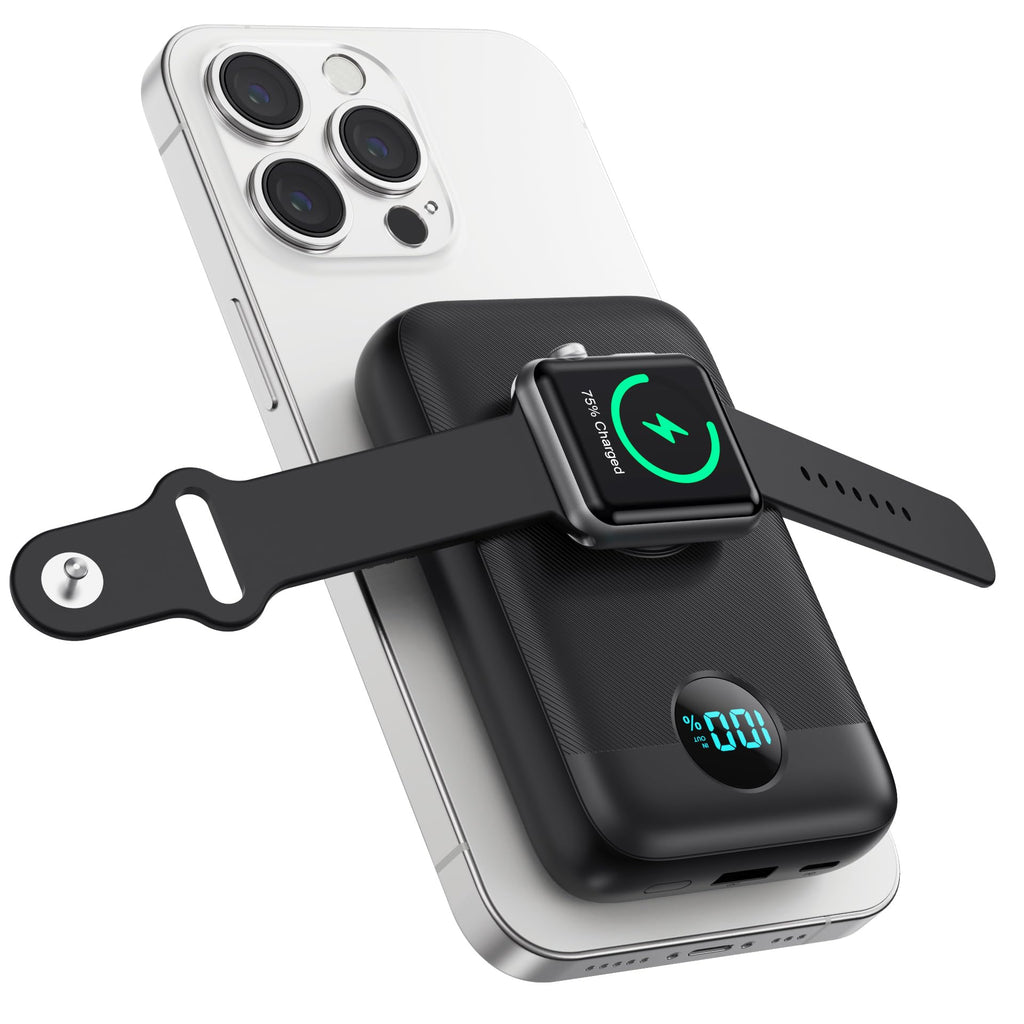 Magnetic Portable Charger for iPhone & Apple Watch,10800mAh 25W PD QC4.0 Fast Charging USB C Power Bank,4 Output Dual-Side Magnet Travel Essentials Battery Pack for iPhone 17/Air/16/15/14/13/12 Series