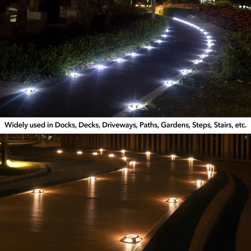 AGPTEK Solar Driveway Lights Outdoor 8 Pack, 2 Color Modes LED Deck Dock