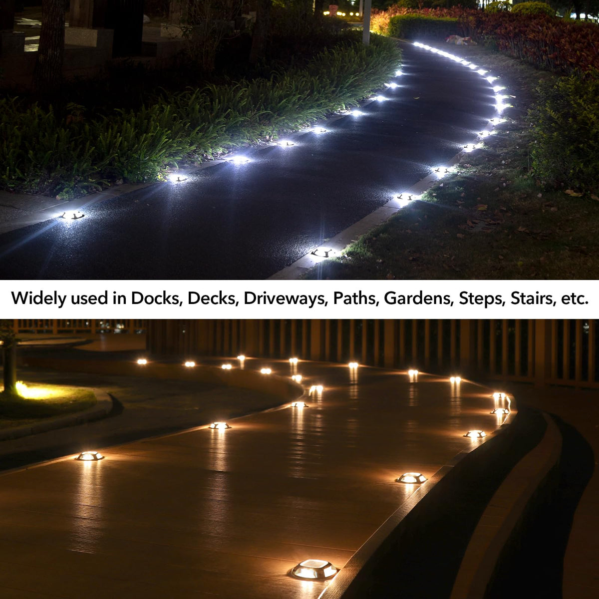 AGPTEK Solar Driveway Lights Outdoor 8 Pack, 2 Color Modes LED Deck Dock