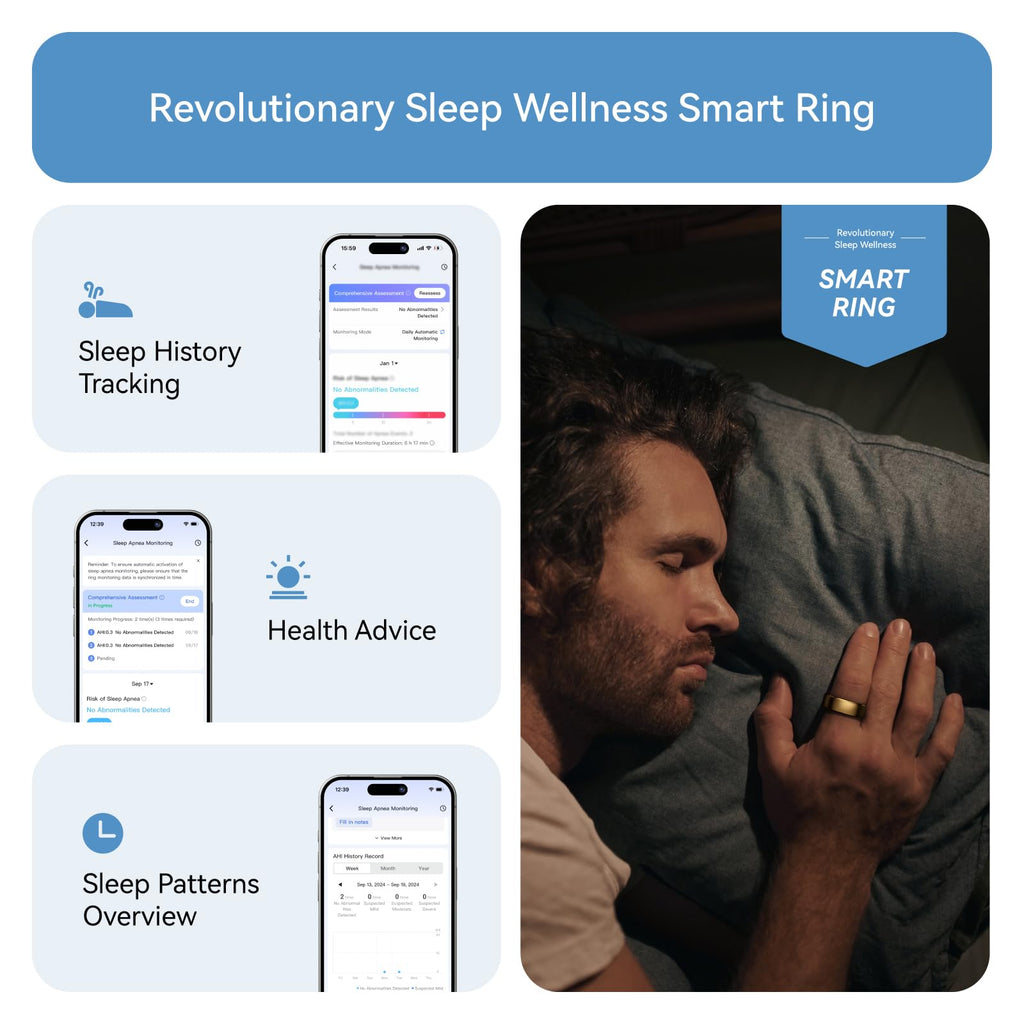 RingConn Gen 2, World’s First Smart Ring with Sleep Apnea Monitoring, No APP Subscription, 12-Day Battery Life, Stress/Heart Rate/Women's Health Tracker, Android & iOS Compatible (Black, Size 10)