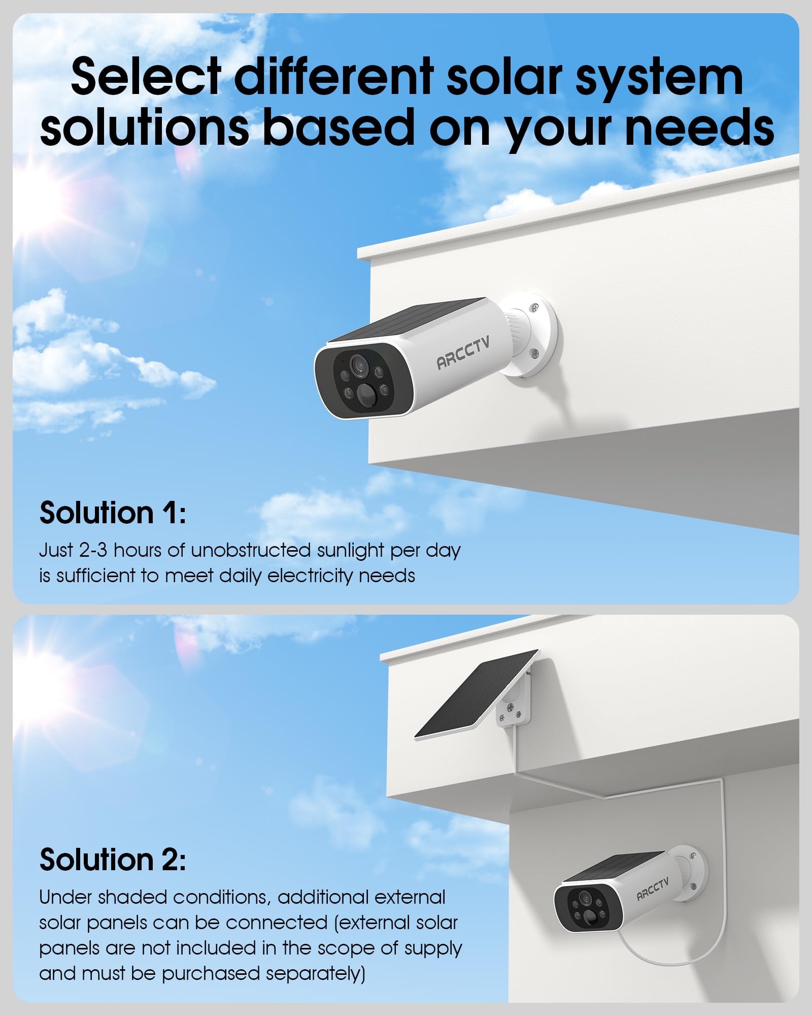 ARCCTV Solar Security Cameras Wireless Outdoor, 4 Cam-Kit, 4MP Solar Security Camera Wireless System, Color Night Vision, Motion Detection, No Monthly Fee, 32GB Memory Card