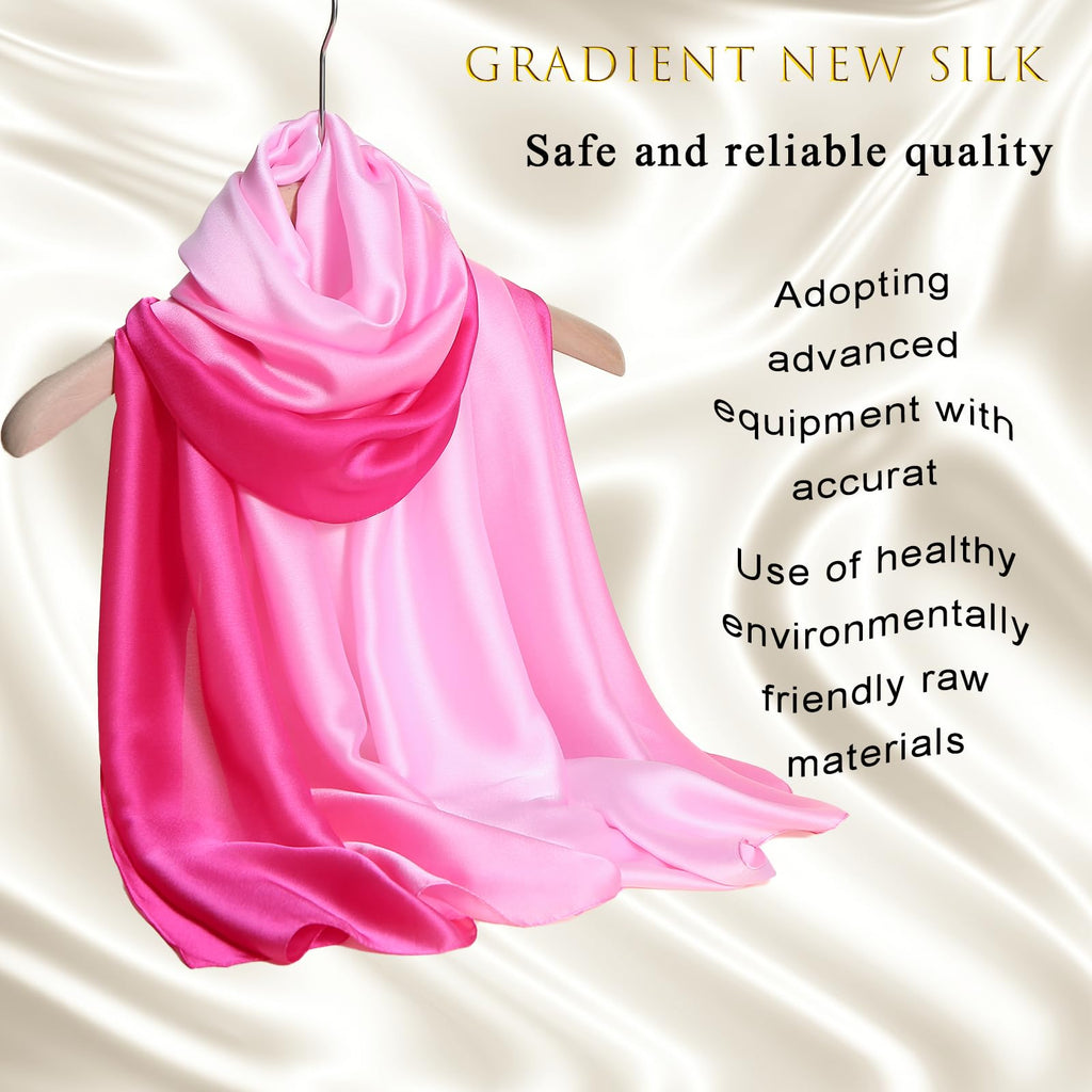 ZMC Long Silk Feeling Scarf 70 * 35", Gradient Scarf Sun-proof Shawl Wrap Headscarf for Women Spring Summer