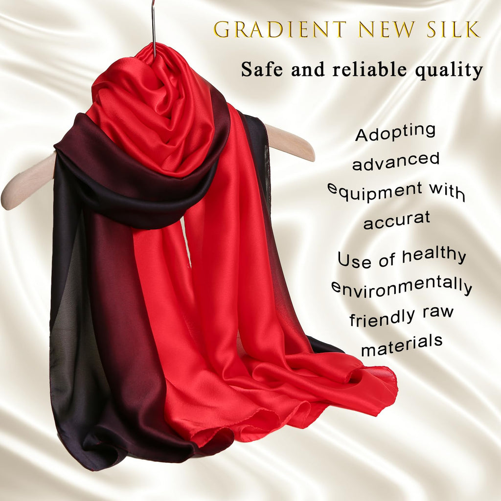 ZMC Long Silk Feeling Scarf 70 * 35", Gradient Scarf Sun-proof Shawl Wrap Headscarf for Women Spring Summer