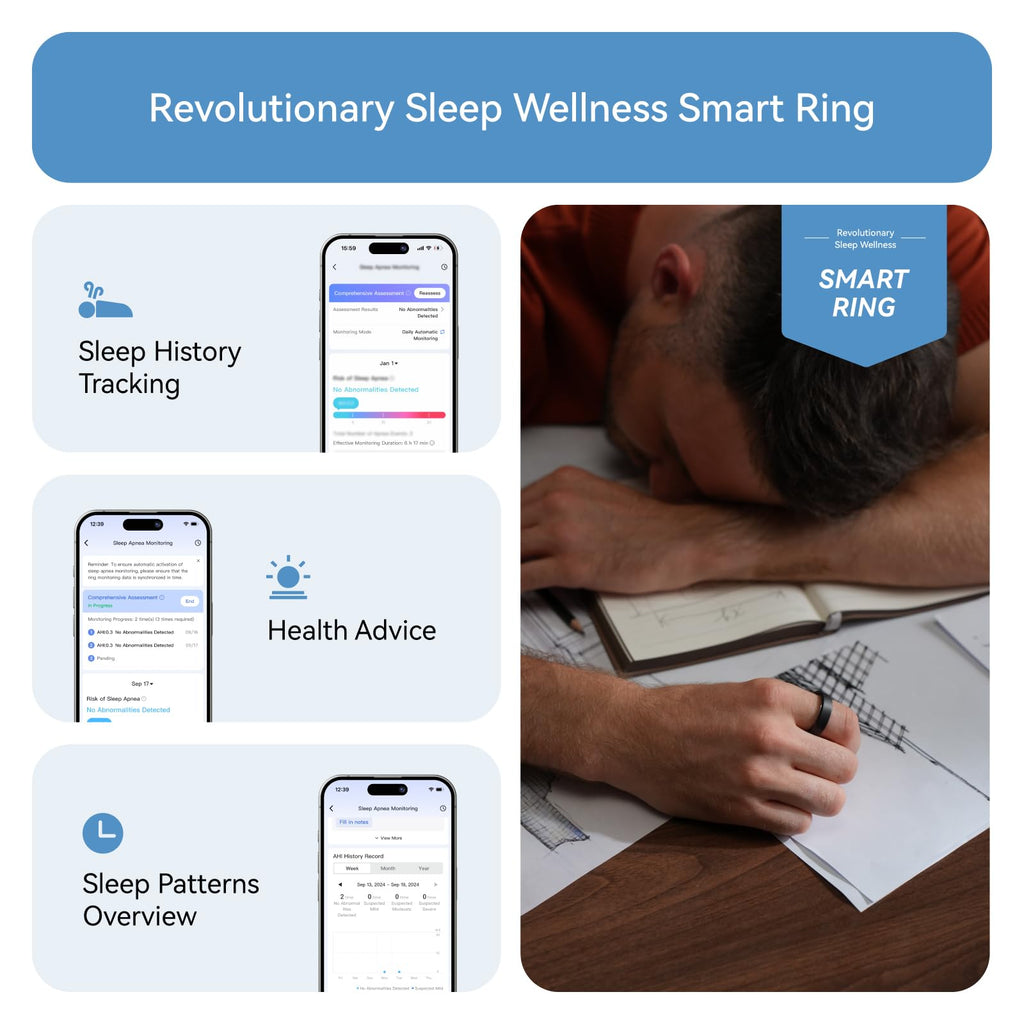 RingConn Gen 2, World’s First Smart Ring with Sleep Apnea Monitoring, No APP Subscription, 12-Day Battery Life, Stress/Heart Rate/Women's Health Tracker, Android & iOS Compatible (Black, Size 10)