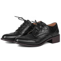 Women Black Oxfords Lace Up Pointed Toe Classic Business Formal Wingtip Brogue Dressy Shoes
