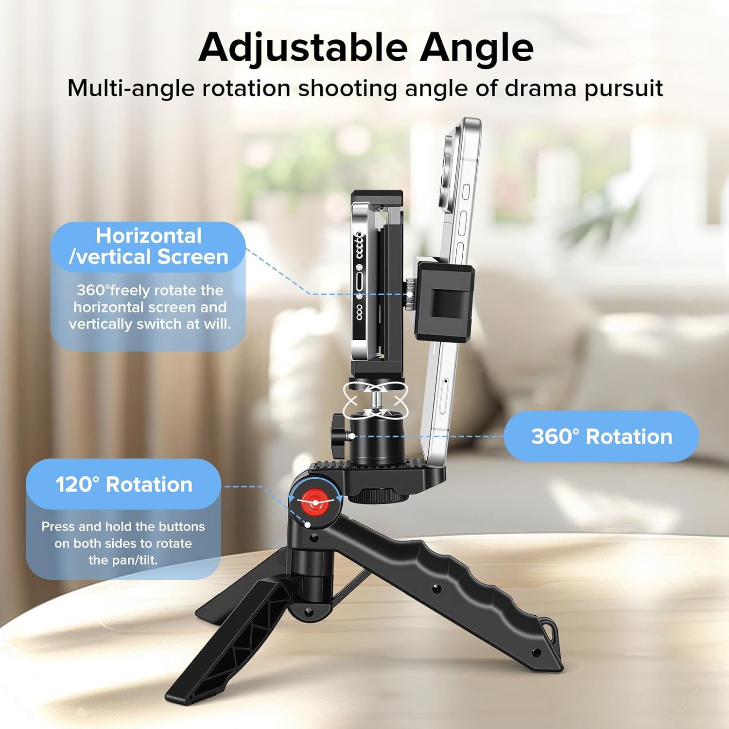 Teleprompter Kit for iPhone & Android (with Tripod), Double Phone Holder for Video Recording, Easy Storage and Transport for Vlogging, YouTube, Live Streaming, TikTok