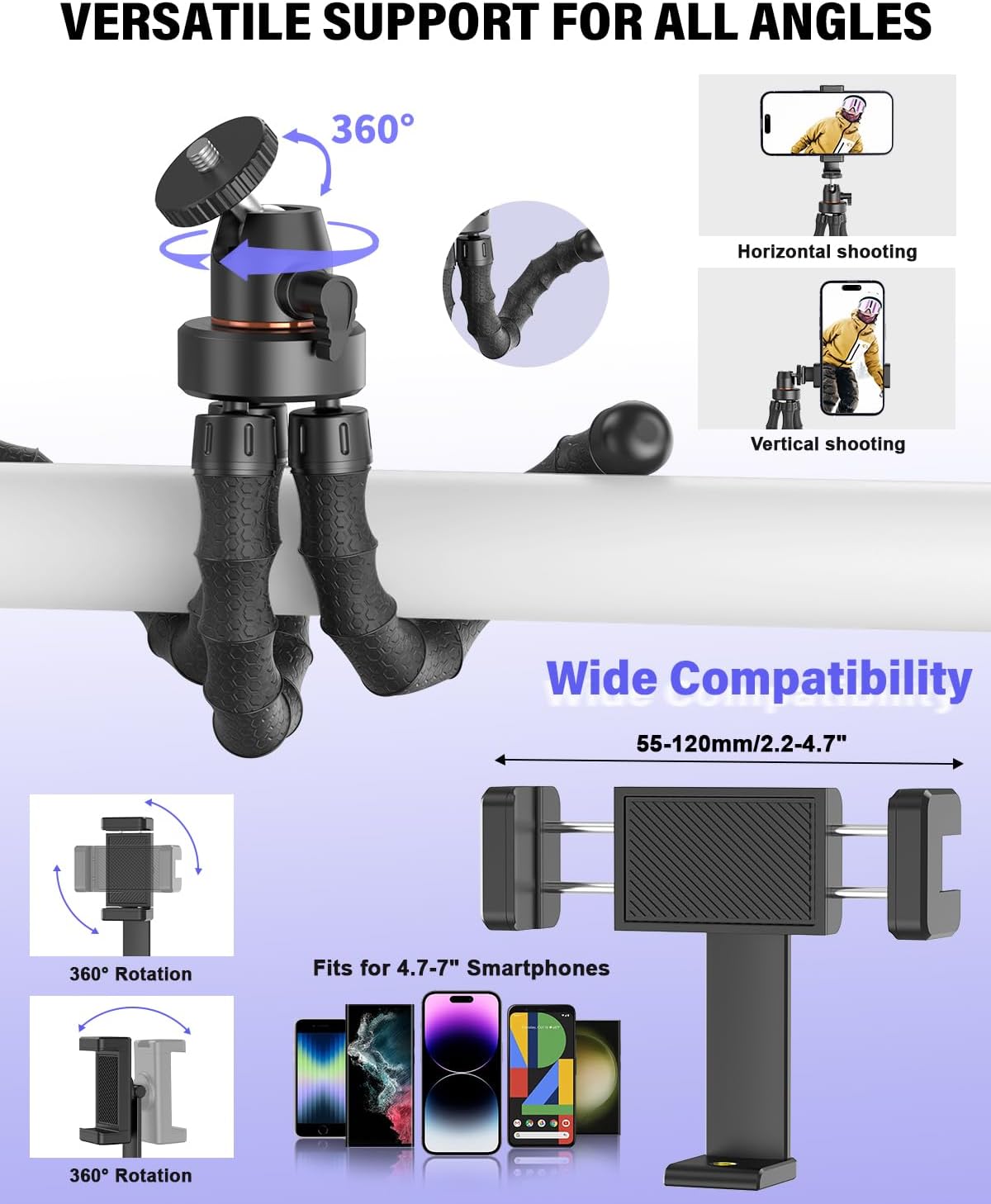 Vlogging Kit for iPhone/Android, YouTube Starter Kit with Wireless Microphone/Camera Tripod/Flexible Tripod/RGB Fill Light, Content Creator Essentials Kits for TikTok Vlog Video Recording