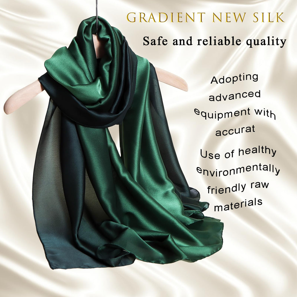 ZMC Long Silk Feeling Scarf 70 * 35", Gradient Scarf Sun-proof Shawl Wrap Headscarf for Women Spring Summer
