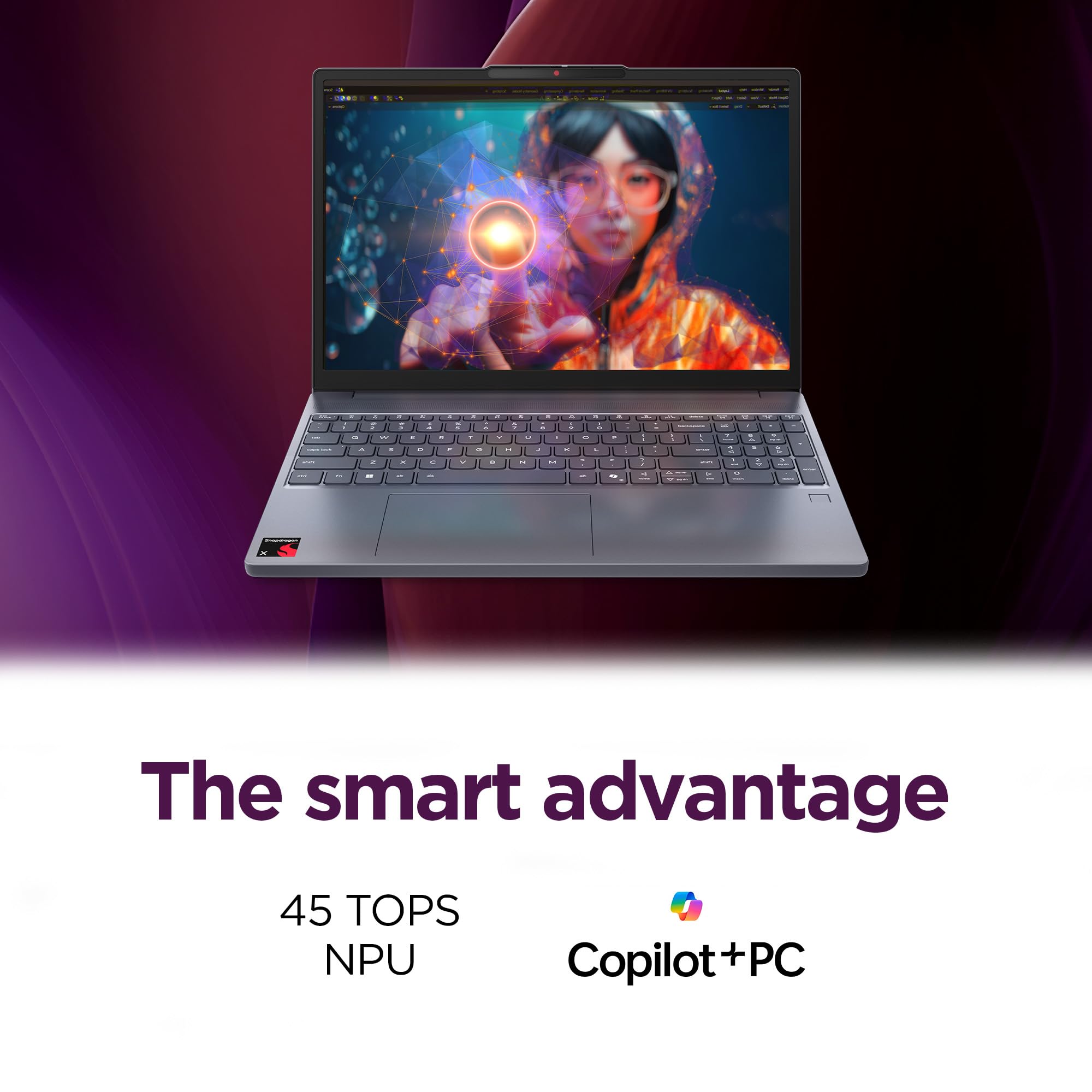 Lenovo IdeaPad Slim 3X - 2025 - Everyday AI Laptop - Copilot+ PC - 15.3" WUXGA Display - 16 GB Memory - 512 GB Storage - Qualcomm® Snapdragon® X - Luna Grey