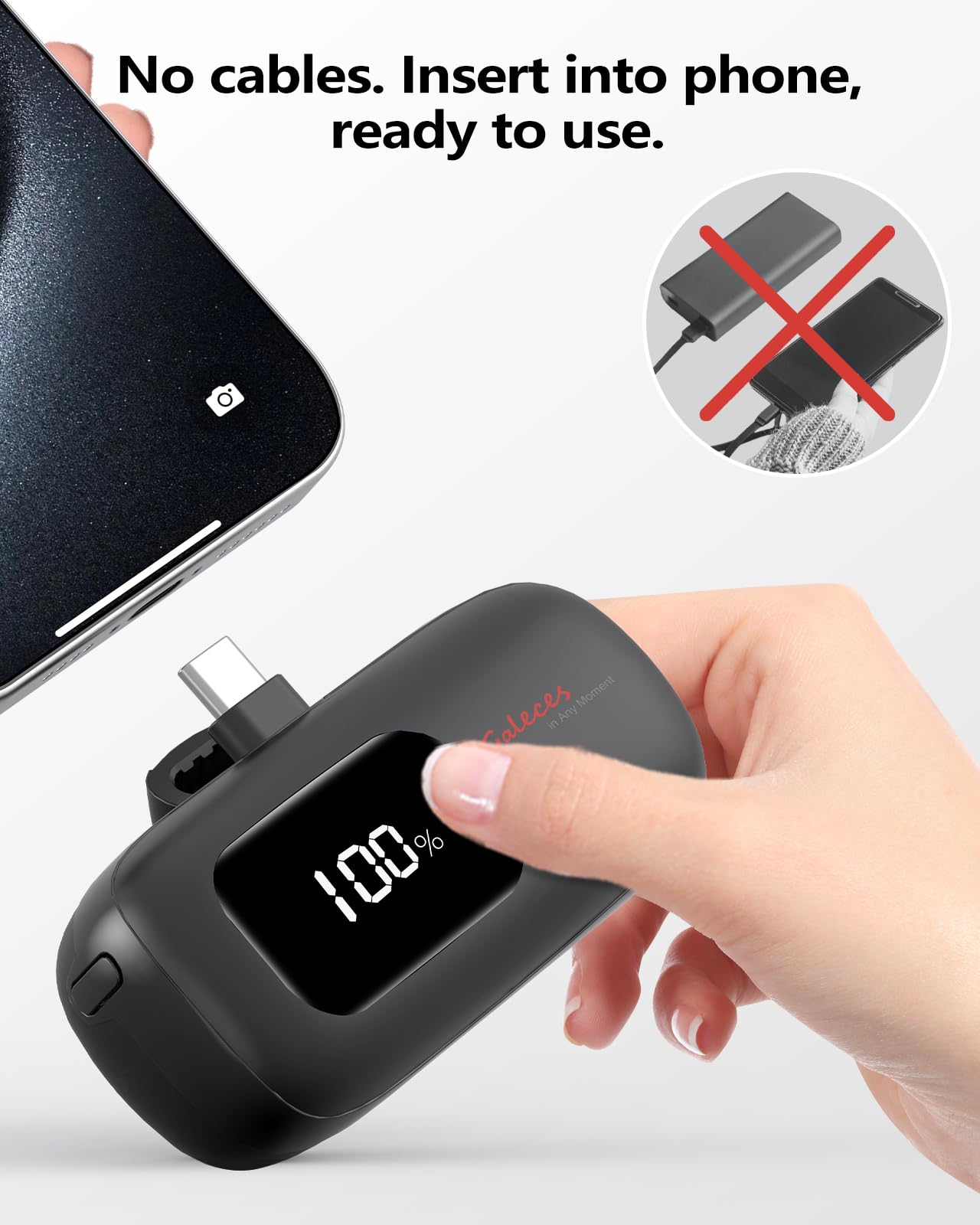 Mini Portable Charger for iPhone 20W 5000mAh USB-C Power Bank for iPhone 15 Charger Fast Charging Compatible with iPhone 16 15 Pro/15 Plus/15 Pro Max/iPad/AirPods Samsung (Black)