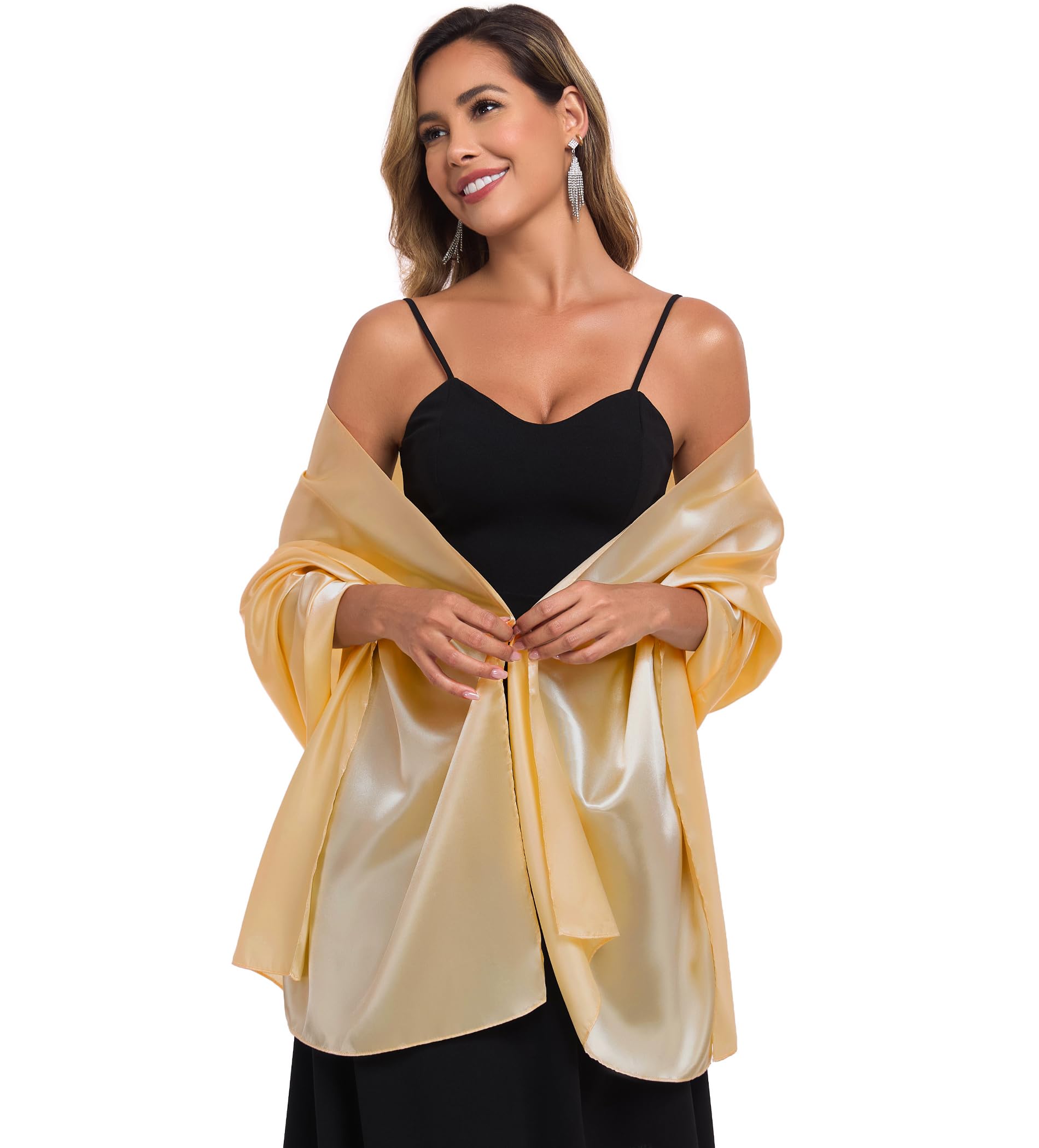 TONGFANTFL Shawls and Wraps for Evening Dresses Satin Women Long Scarf Wedding Guest Shawl