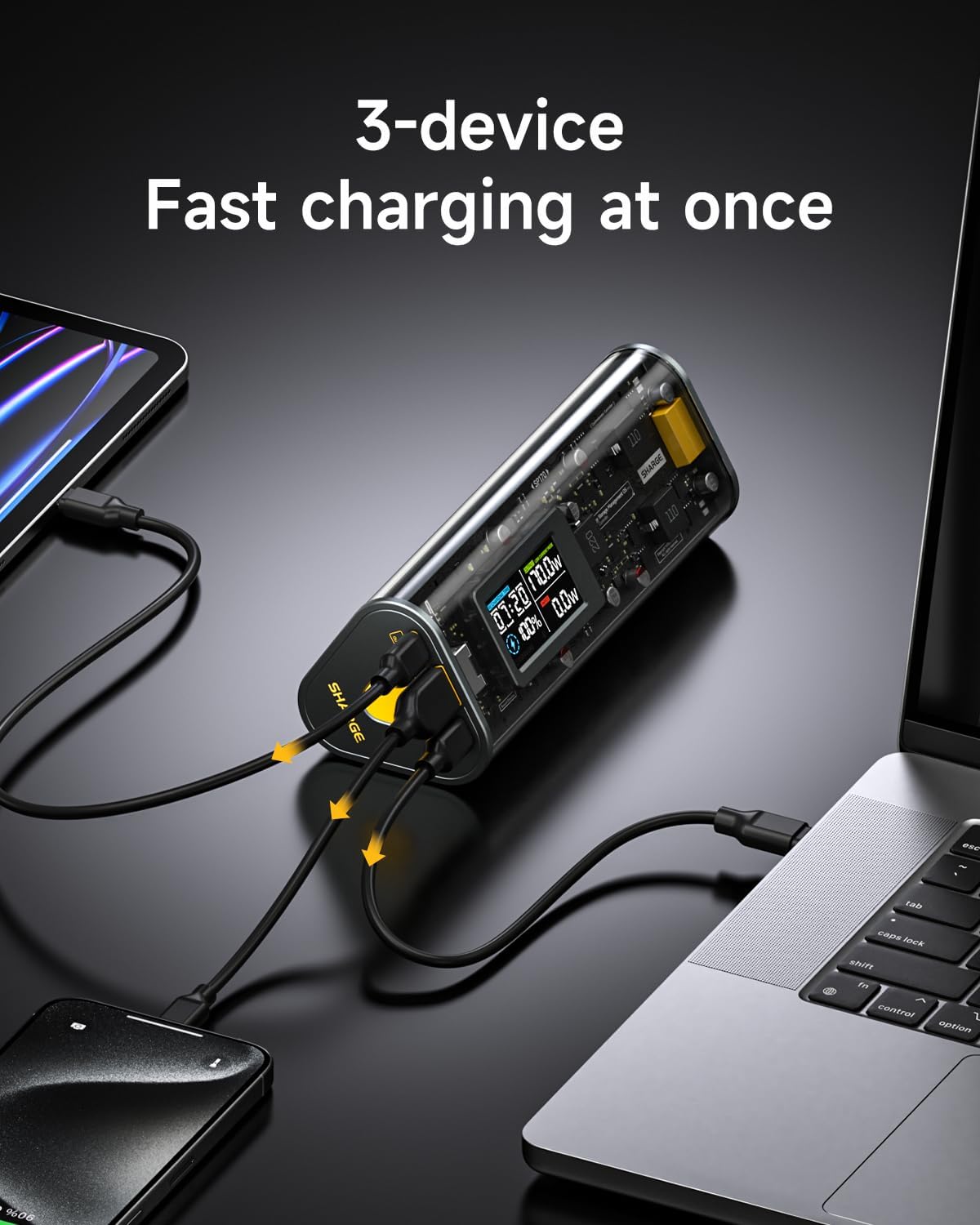 SHARGEEK 170 Power Bank, 140W PD3.1 Portable Charger 24,000mAh/ 86.4Wh High Capacity with Smart Display, 170W Total Output Battery Pack for Laptop MacBook Pro iPhone 17/16/15/14 Series