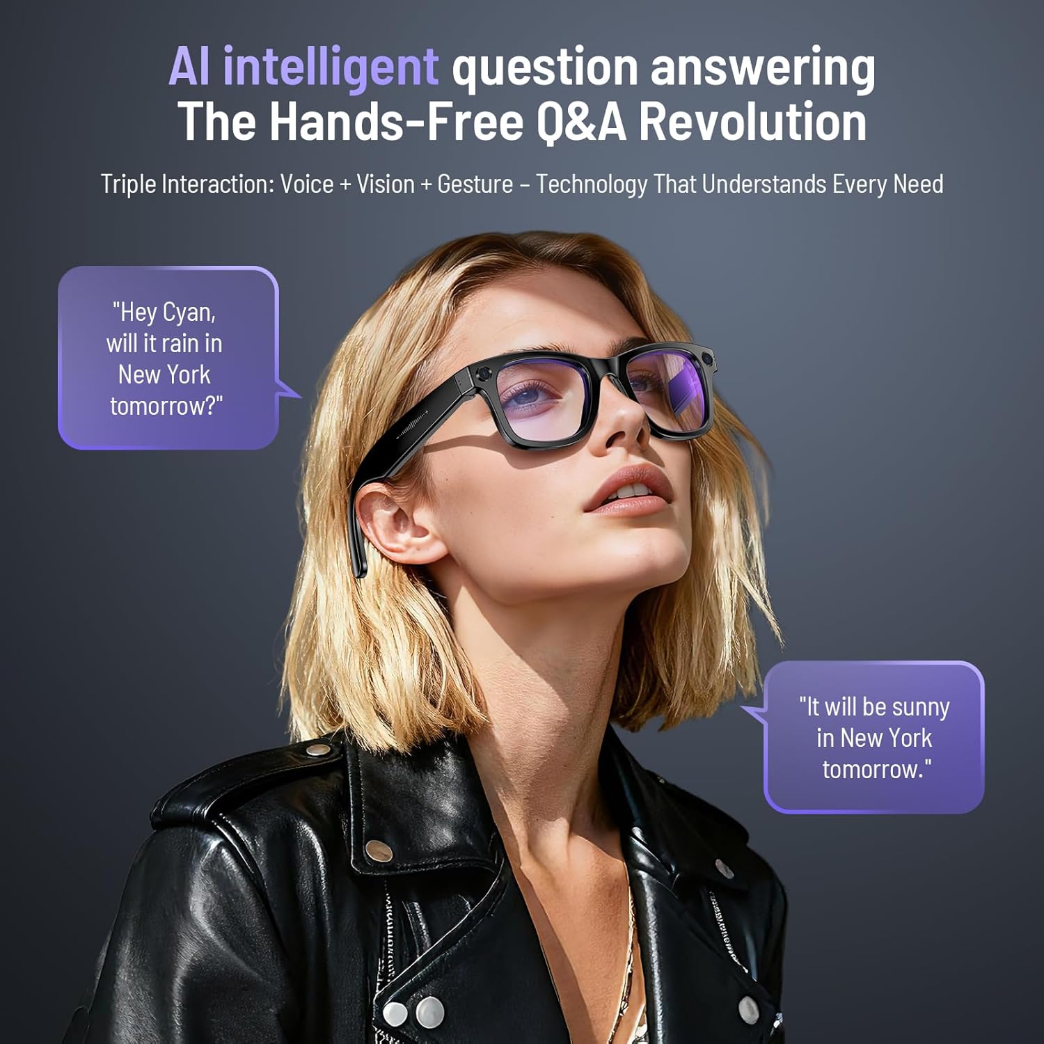 Upgraded Ai Smart Glasses with Camera, 800w Anti-Shake Camera Glasses, Real-Time Translation, Ai Object Recognition, Voice Assistant, Blue Light Glasses Suitable for Business, Travel and Outdoor Use