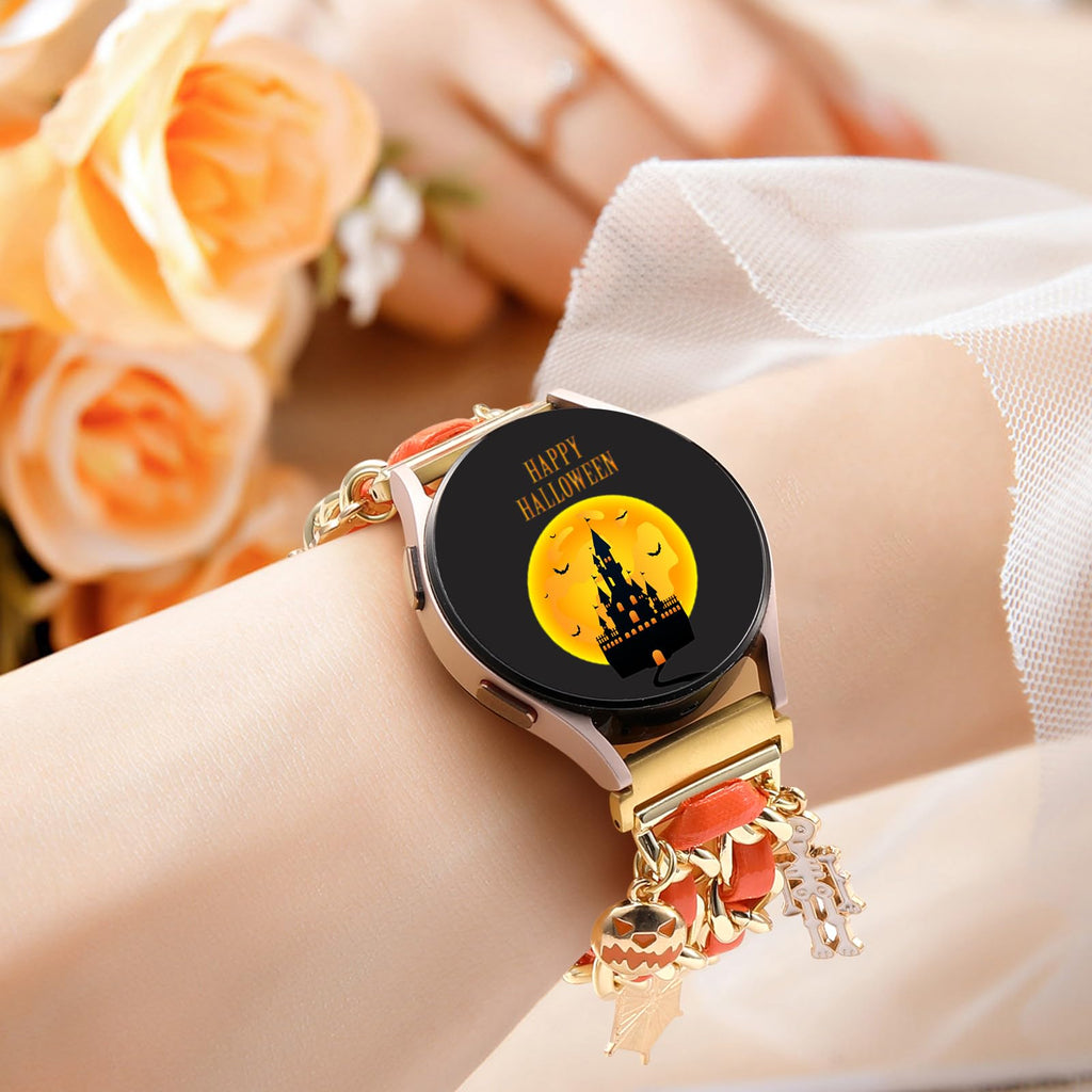 Stylish Metal Band Compatible with Samsung Galaxy Watch 7 Band/FE 6 5 4 40mm 44mm,Galaxy Active 2, 20mm Watch Strap Pretty Chain with Cute Decorative Charms Accessories for Samsung Watch Bands Women