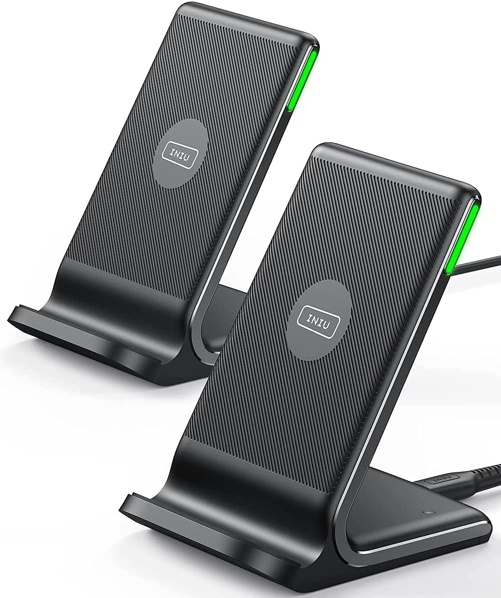 INIU Wireless Charger, 15W Fast Wireless Charging Station with Sleep-Friendly Adaptive Light Compatible with iPhone 17 16 15 14 13 12 Pro Max Samsung Galaxy S25 S24 S23 Note 20 Google etc