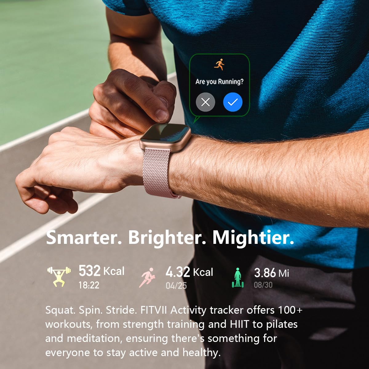 FITVII Health & Fitness Tracker (Answer/Make Calls), Smart Watch with 24/7 Heart Rate and Blood Pressure, Sleep Tracking, Blood Oxygen Monitor, 120+ Sport Modes Activity Tracker for Women Men