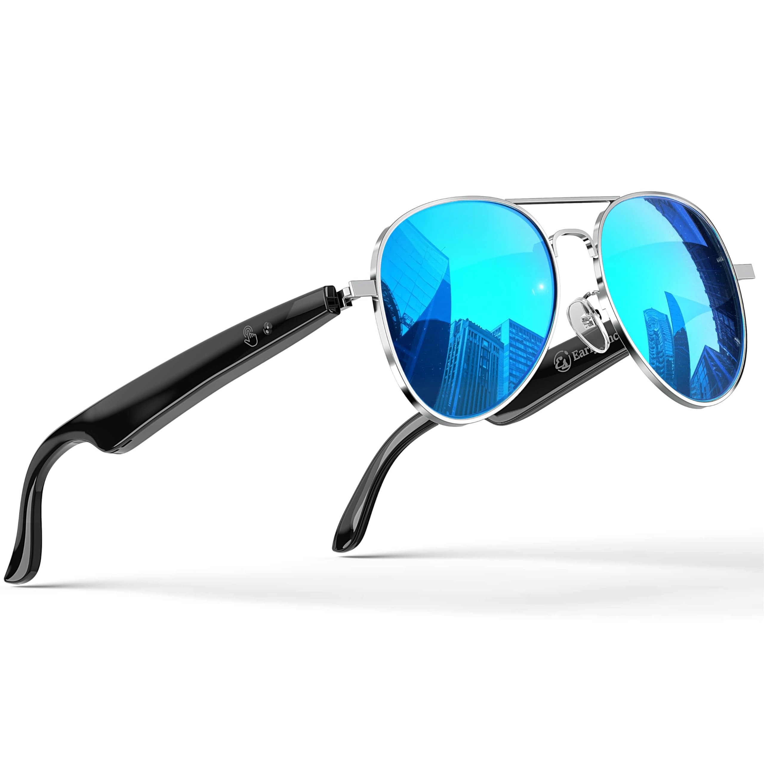 AI Smart Glasses with Chat GPT, AI Translation Glasses with 164 Language, Classic Aviator Sunglasses with Voice Assistant/AI Calling, IP65 Waterproof, Multifunctional Smart Glasses for Men Women