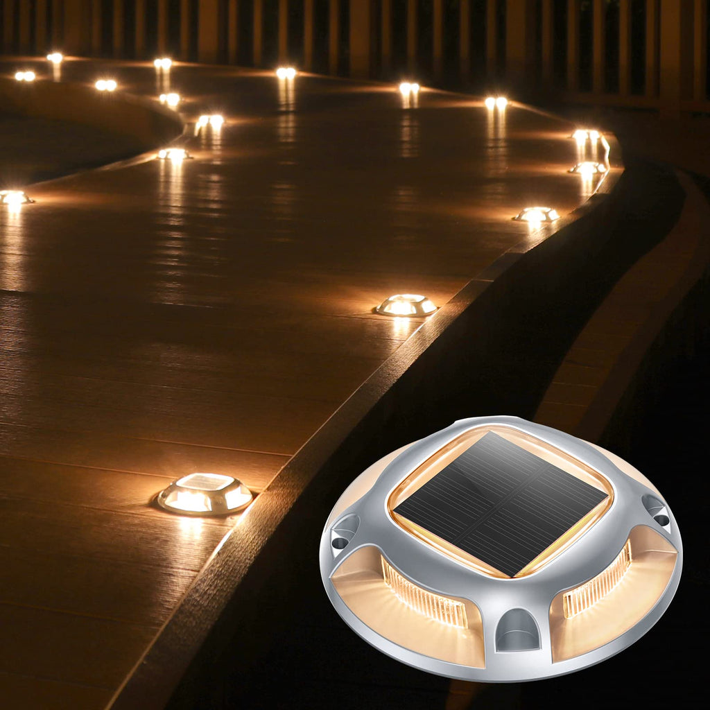 AGPTEK Solar Driveway Lights Outdoor 8 Pack, 2 Color Modes LED Deck Dock