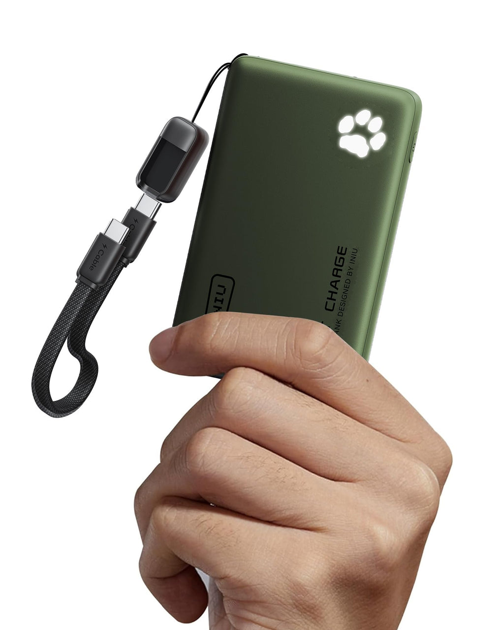 INIU Portable Charger, Ultra Slim 45W Fast Charging with Attached USB C Cable, Flight-Safe 10000mAh PD Power Bank Battery Pack, Travel Essential Phone Powerbank for iPhone 17 16 Samsung S25 Google etc