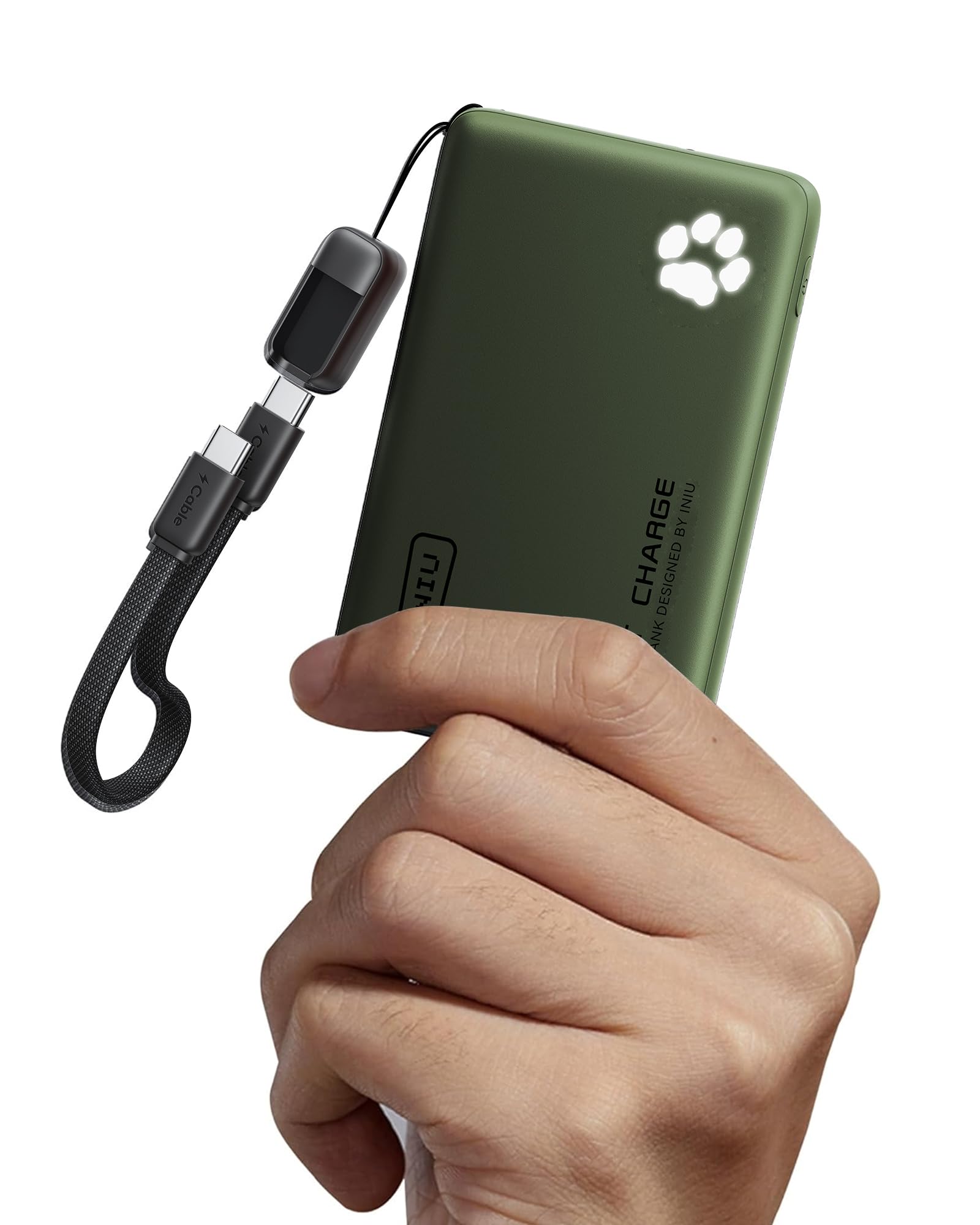 INIU Portable Charger, Ultra Slim 45W Fast Charging with Attached USB C Cable, Flight-Safe 10000mAh PD Power Bank Battery Pack, Travel Essential Phone Powerbank for iPhone 17 16 Samsung S25 Google etc