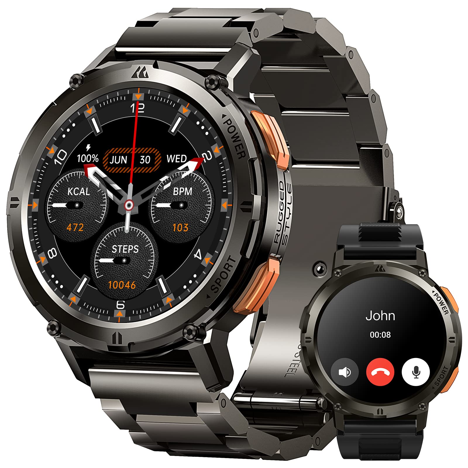 AMAZTIM Smart Watches for Men, 60 Days Extra-Long Battery, 50M Waterproof, Military Bluetooth Call(Answer/Dial Calls) 1.43" AMOLED Fitness Health Watch, AI Voice Assistant