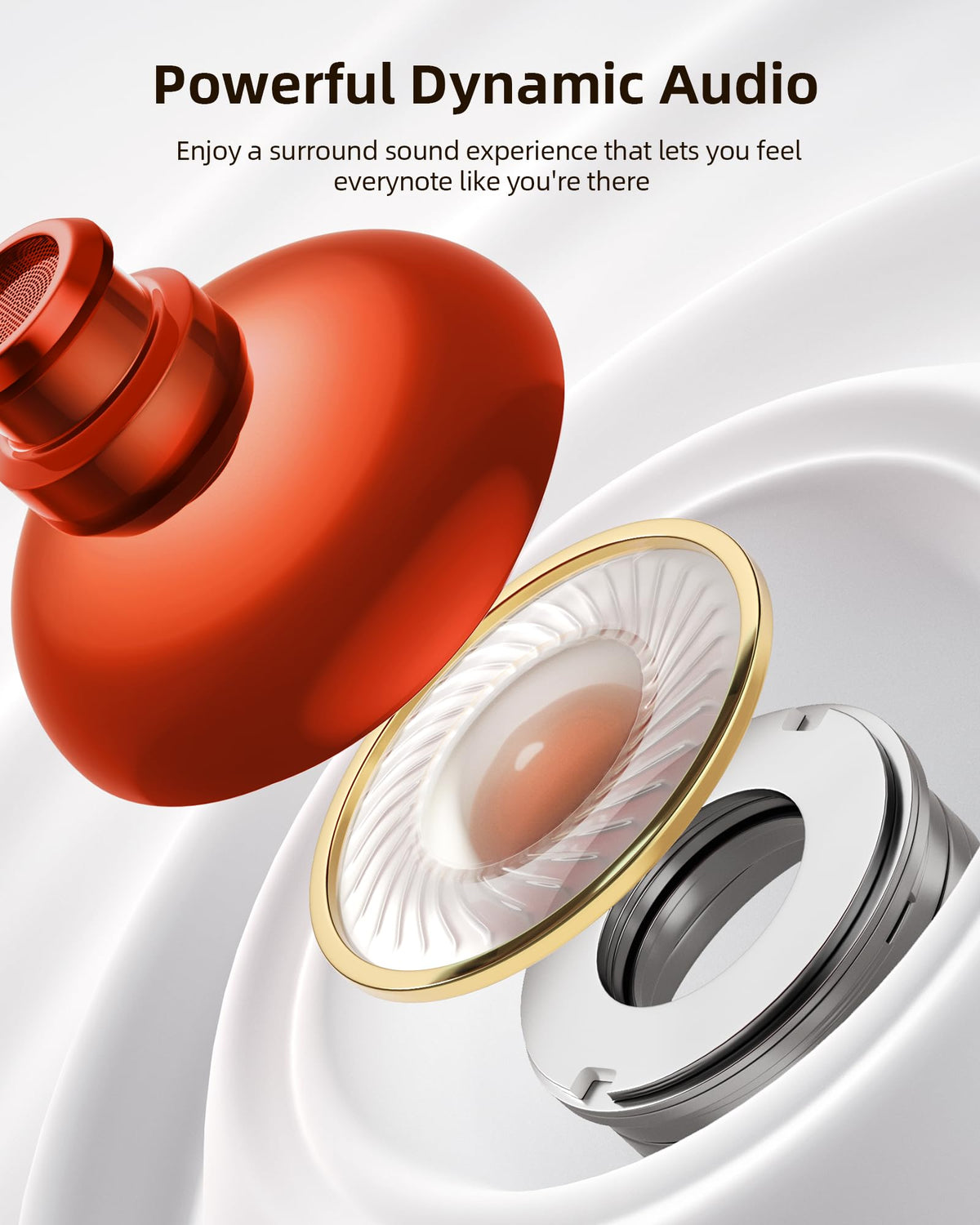 PocBuds Bluetooth Headphones Wireless Earbuds 80hrs Playtime Wireless Charging Case Digital Display Sports Ear Buds with Earhook Deep Bass IPX7 Waterproof Over-Ear Earphones for TV Phone Laptop Black