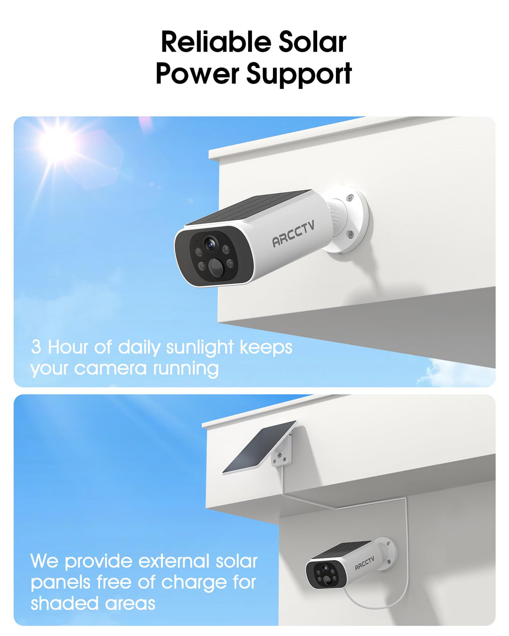ARCCTV Solar Security Cameras Wireless Outdoor, 4 Cam-Kit, 4MP Solar Security Camera Wireless System, Color Night Vision, Motion Detection, No Monthly Fee, 32GB Memory Card