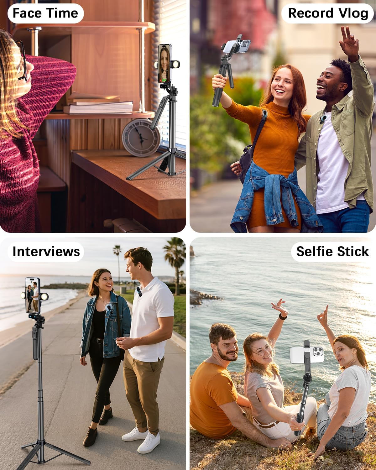 Yeaki Vlogging Kit for iPhone/Android, 71" Selfie Stick Tripod for iPhone with Light, Wireless Remote & Microphone, Adjustable Phone Tripod for TikTok/YouTube Starter Content Creator Essentials Kit