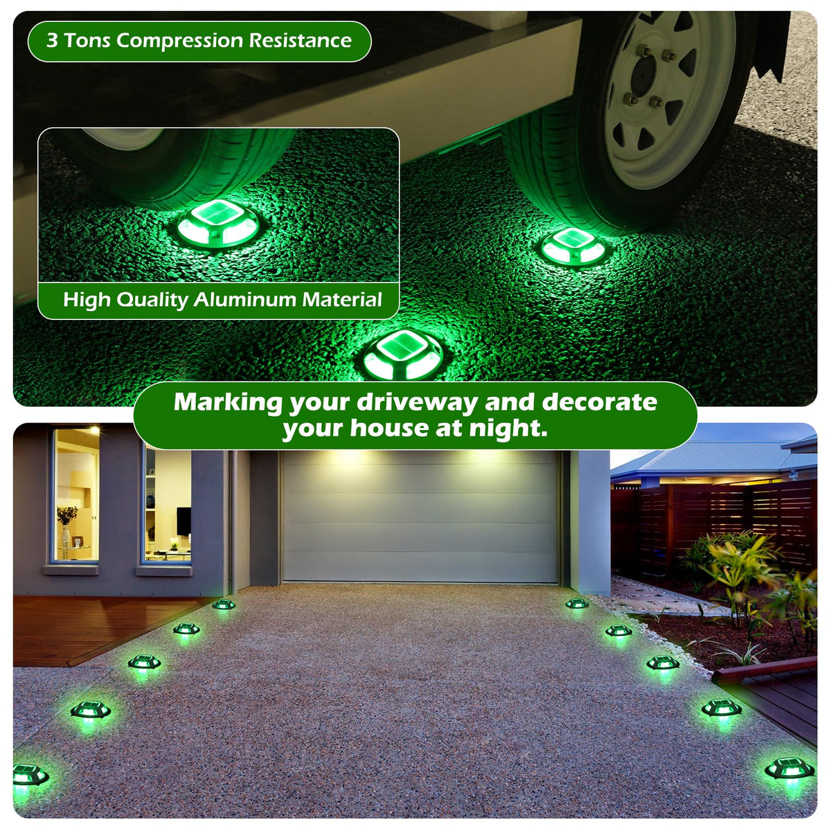 AGPTEK Solar Driveway Lights Outdoor 8 Pack, 2 Color Modes LED Deck Dock