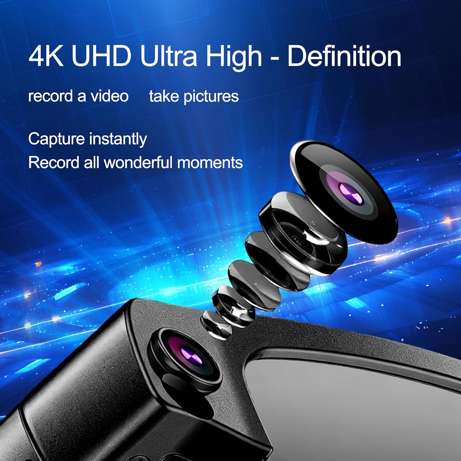 MSCGLYXGS AI Smart Glasses with Camera, 8MP HD Video Recording, Real-Time Translation, Voice Assistant, Open-Ear Audio, Metal Frame, Auto Color-Changing Lenses for Travel & Vlogging