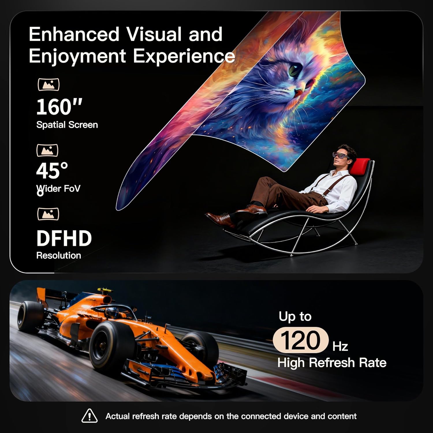 THIИKAЯ THINKAR AiRA XR/AR Glasses with 160" 45°FOV 120Hz 5000 Nits, Ultra-Wide Resolution Video Display Smart Glasses for iPhone 17/16/15, Steam Deck, ROG, Switch, Mac, PC, Android & iOS, White