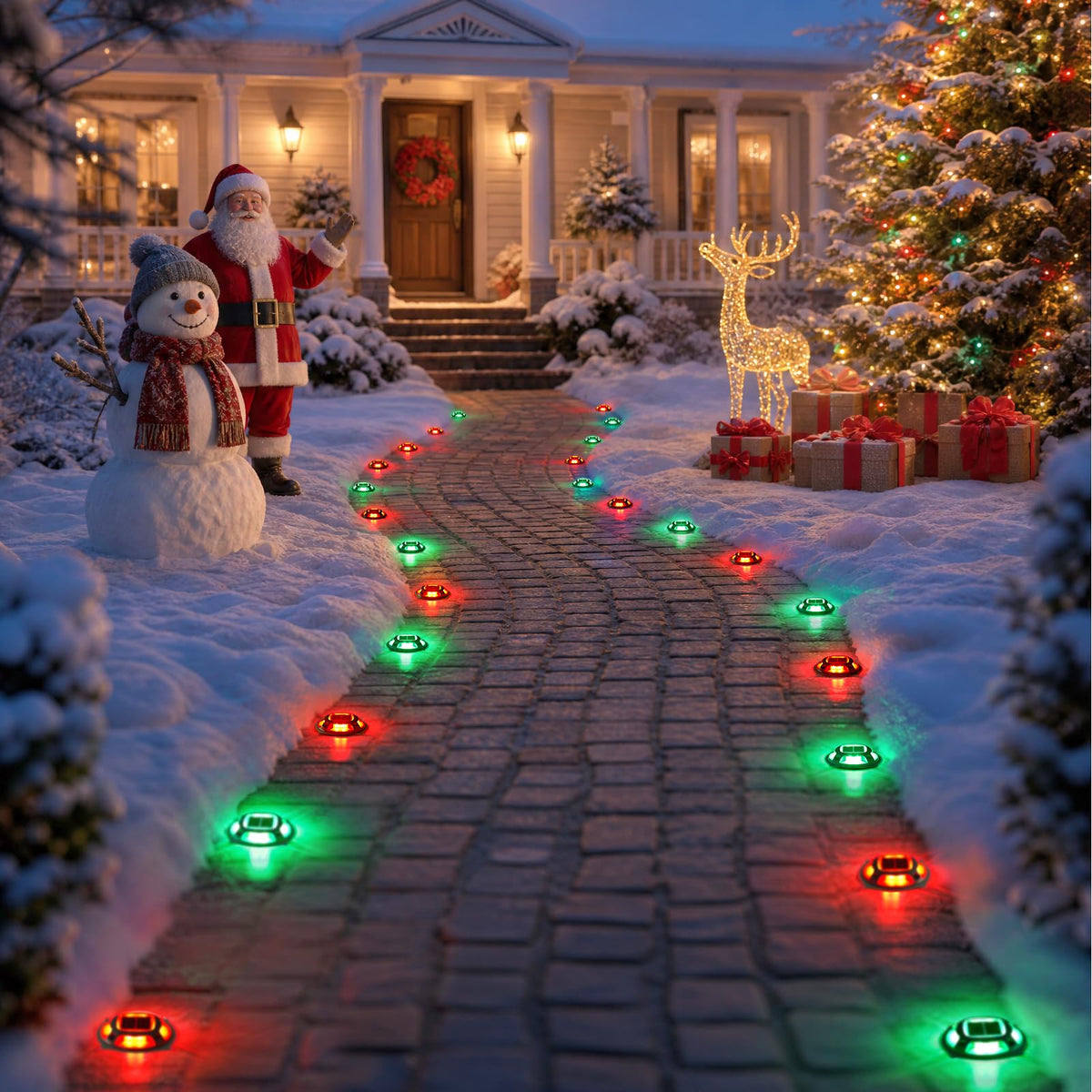AGPTEK Solar Driveway Lights Outdoor 8 Pack, 2 Color Modes LED Deck Dock