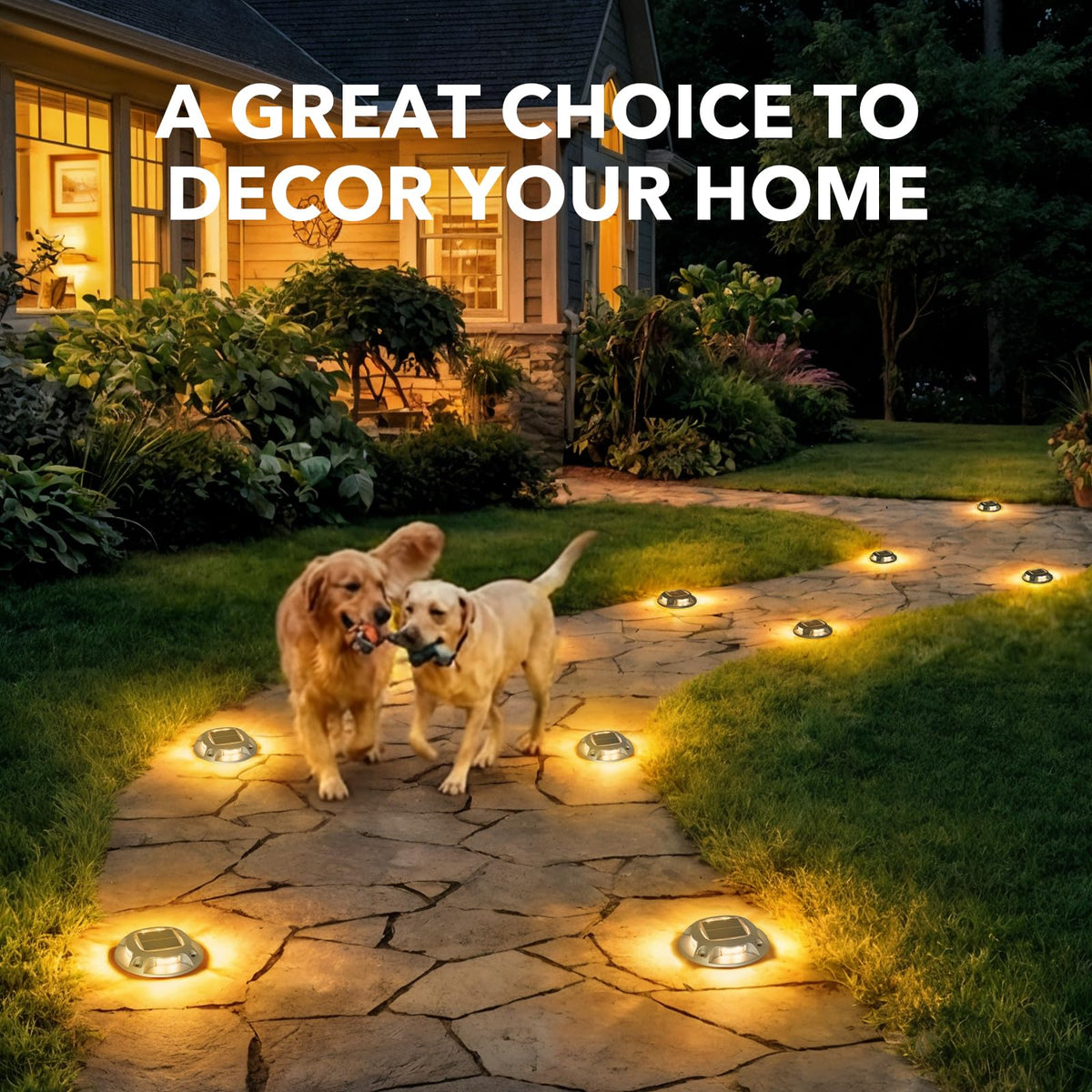 AGPTEK Solar Driveway Lights Outdoor 8 Pack, 2 Color Modes LED Deck Dock