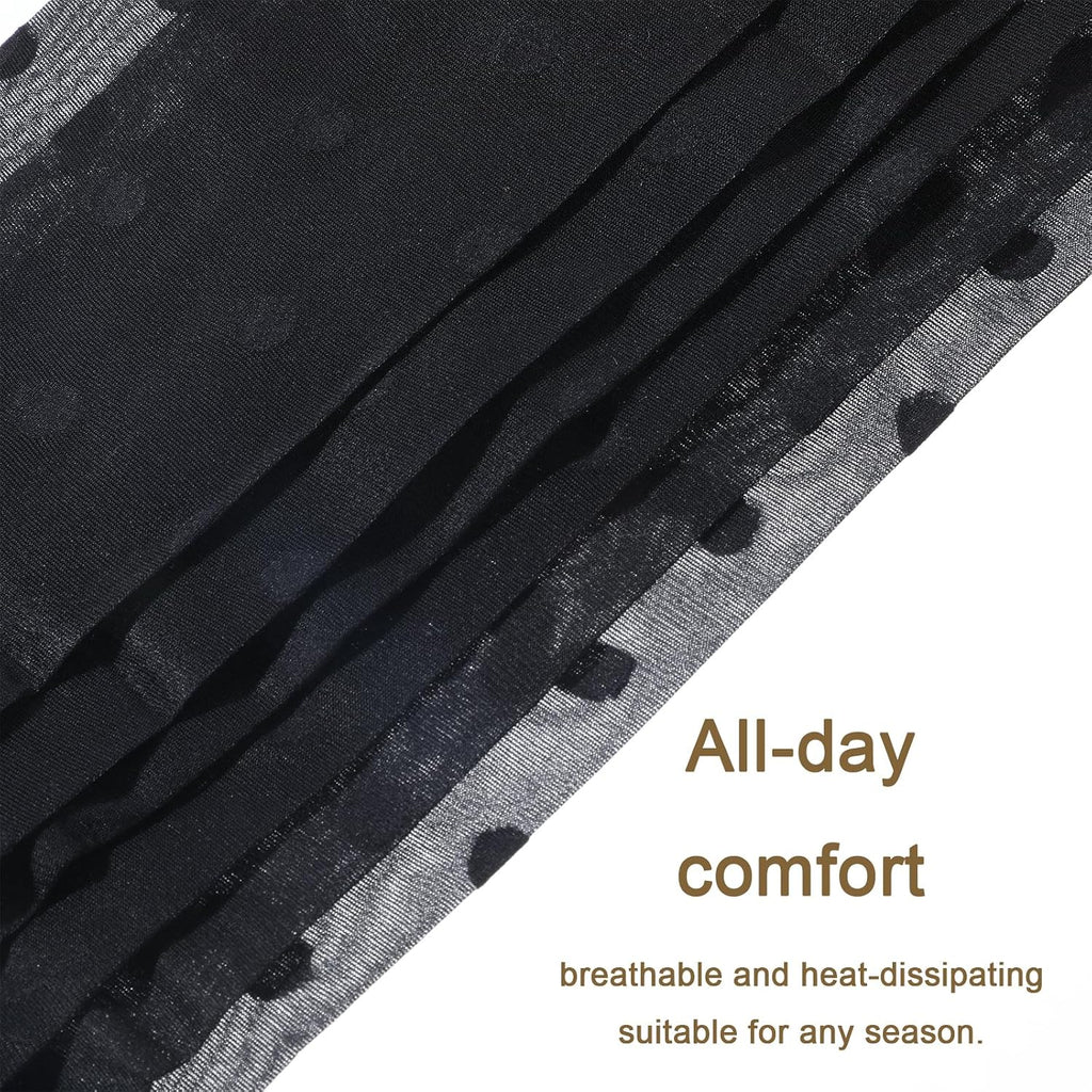 Tucnoeu 5 Pairs Women Sheer Ankle Socks, Black Sheer Polka Dot Socks, Thin Soft Reinforced Toes Stretchy Breathable Nylon Sock Mesh Dress Sock for Everyday Comfort