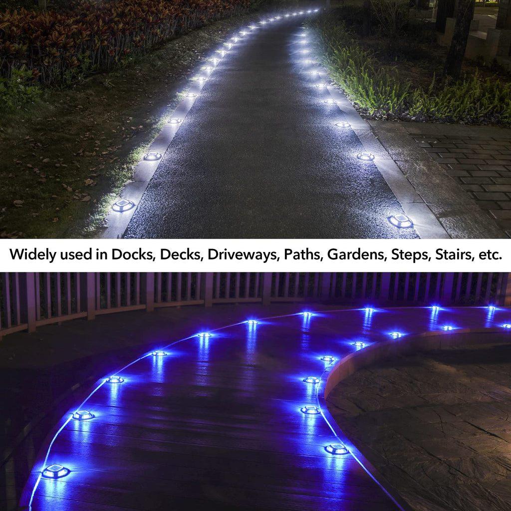 AGPTEK Solar Driveway Lights Outdoor 8 Pack, 2 Color Modes LED Deck Dock