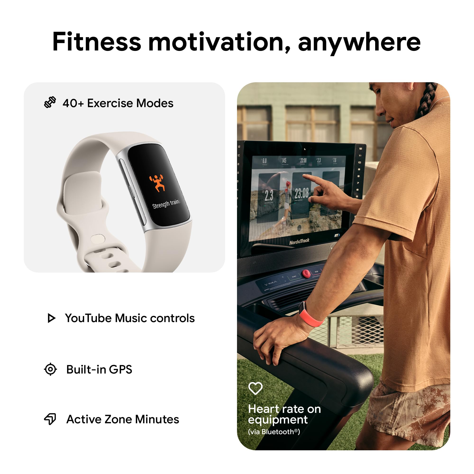 Fitbit Charge 6 Fitness Tracker with Google apps, Heart Rate on Exercise Equipment, 6-Months Premium Membership Included, GPS, Health Tools and More, Gold/Coral, One Size (S & L Bands Included)