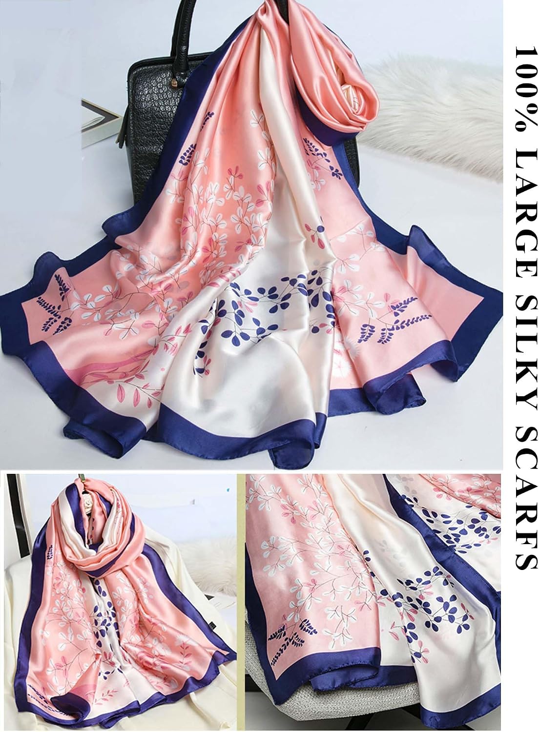 Large Shawl Scarf For Women Lightweight Wraps Silky Headscarf Long Sunscreen Scarfs T23