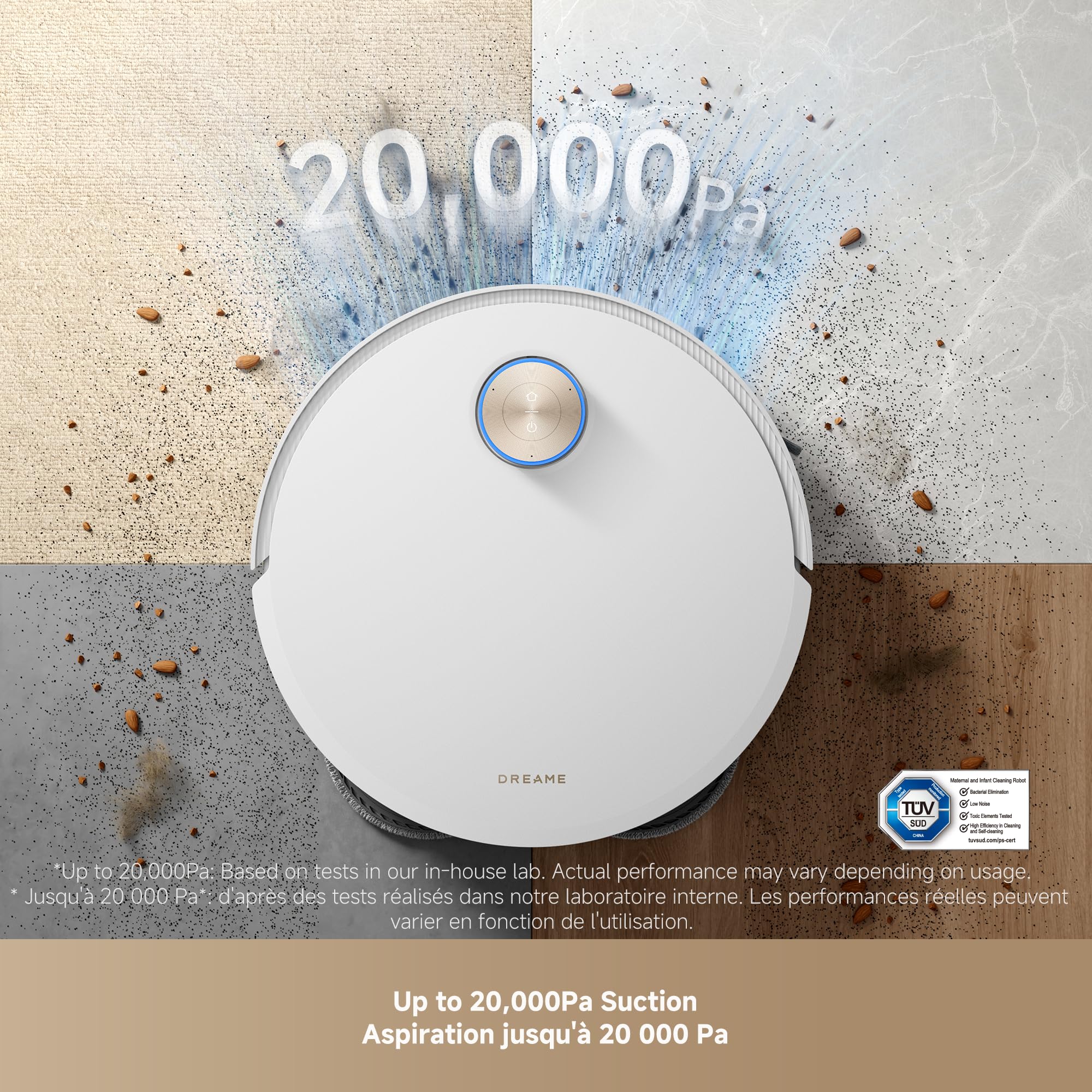 DREAME X50 Ultra White Robot Vacuum and Mop with Auto-Empty and Mop Self-Cleaning, 20,000Pa Suction, Obstacle Avoidance and 360° Navigation, Corner to Edge Deep Cleaning, Detangling Brush