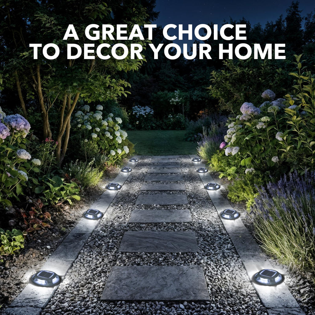 AGPTEK Solar Driveway Lights Outdoor 8 Pack, 2 Color Modes LED Deck Dock